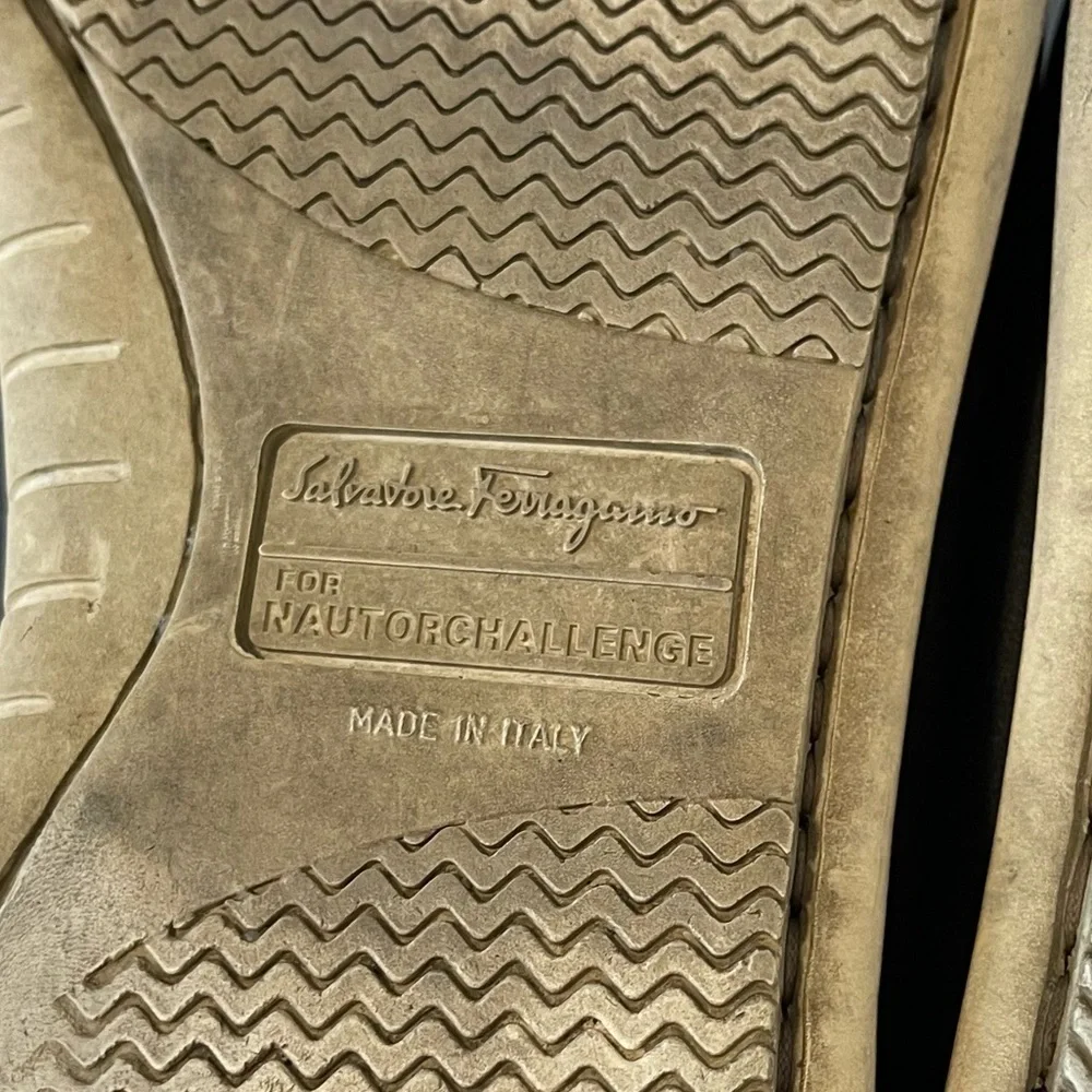 Salvatore Ferragamo For Nautor Challenge Navy Blue Leather Boat Shoes Size 8.5 D